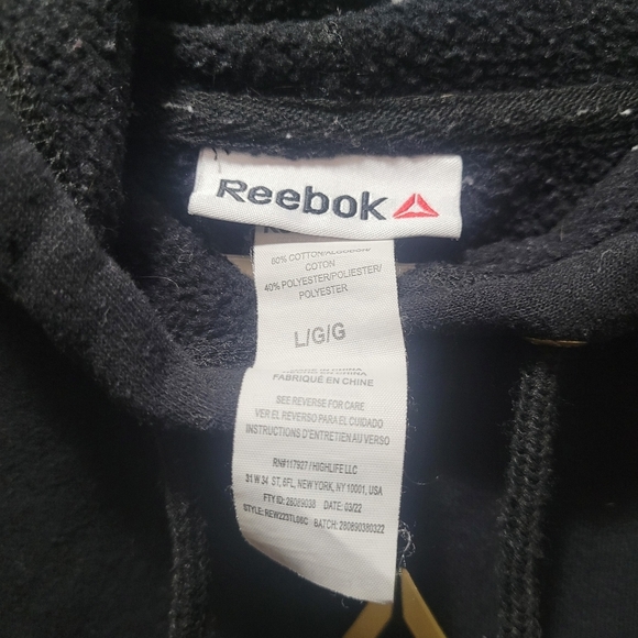 Reebok Black and Grey Cropped Hoodie L - Picture 3 of 5